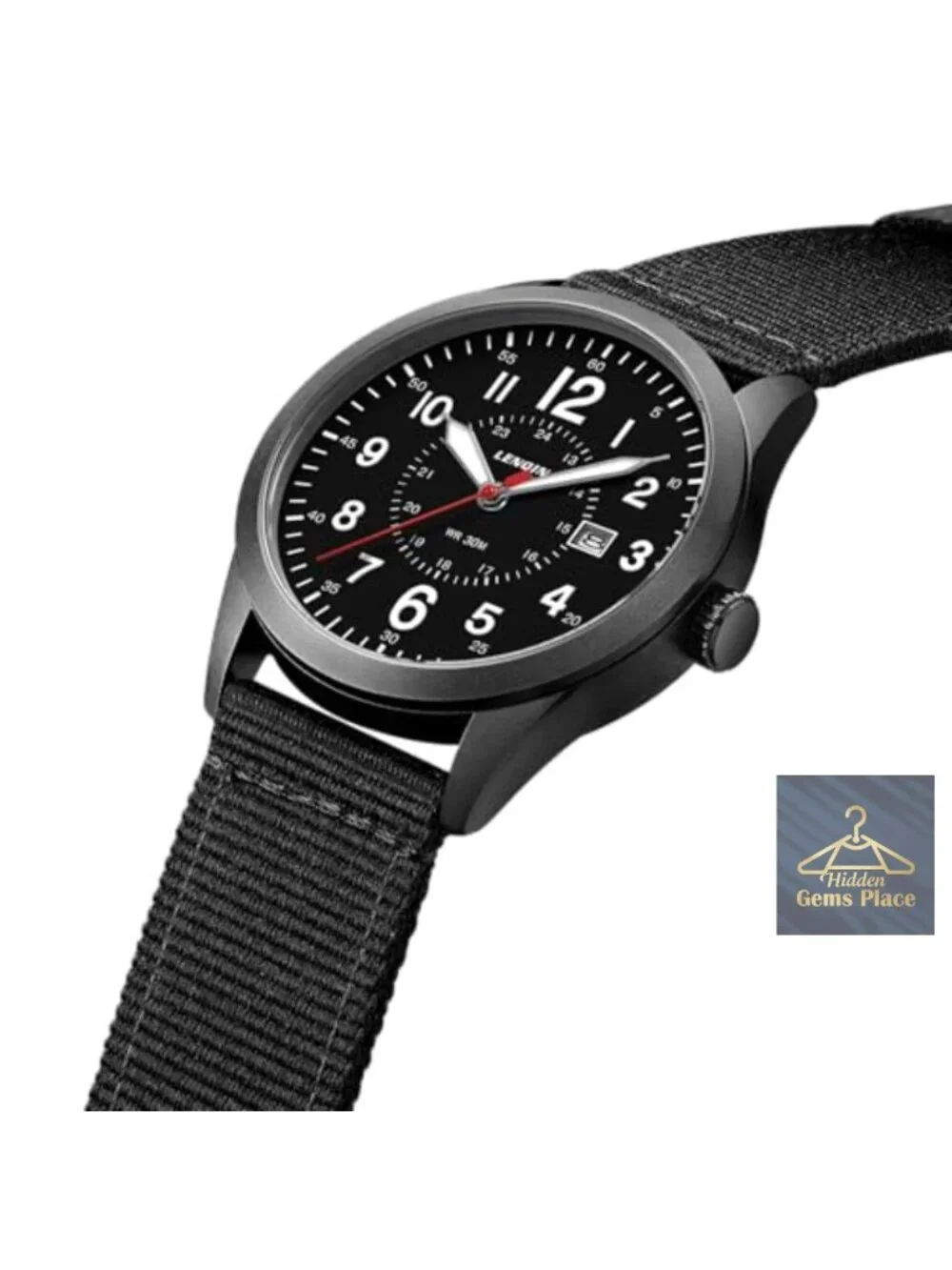 Men's Military Analog Quartz Watch, 42MM Nylon Strap, Date & Luminous